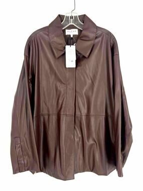 Oscar Size 14 Brown Faux Leather NEW Designer Blouse